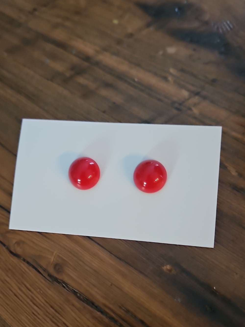 Vintage Eighties Lucite Red Dome Stud Earrings (Looks Like Cherries)